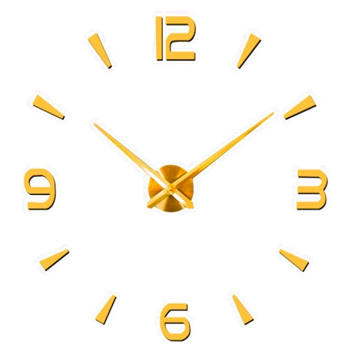 FASHION in THE CITY 3D DIY Frameless Wall Clock Creative Design Mirror Surface Wall Decorative Sticker Watches (Gold)