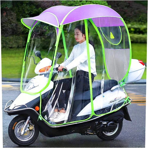 KTTR Motorcycle Umbrella Cover - Waterproof Scooter Canopy with Sun & Rain Protection, Universal Fit for Electric Bikes