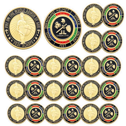 Nosiny 20 Pcs Armor of God Coins Metal Christian Challenge Coins for Religious Prayer Collector Christian Church School Party Commemorative Gifts(Classic)