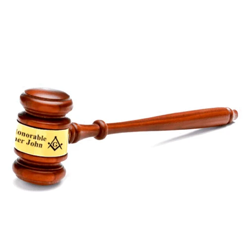 Executive Gift Shoppe | Masonic Wooden Judge's Gavel with Personalized Gold Band