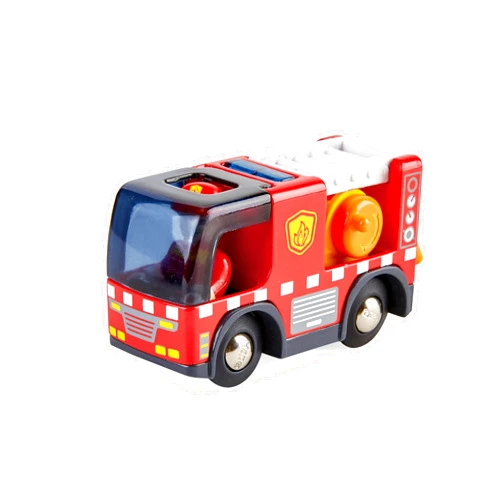 Hape Fire Truck with Siren | 2-Piece Fire Truck, Fireman Toy Set