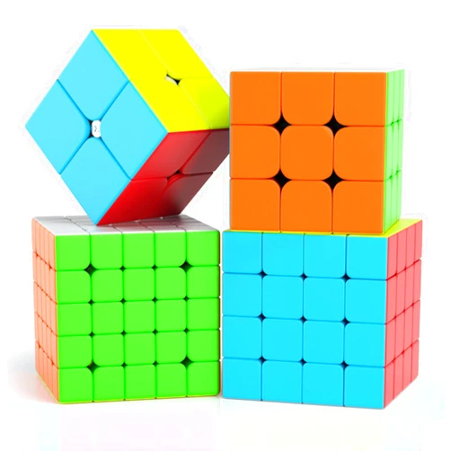 Roxenda Vdealen Speed Cube Set, 2x2 3x3 4x4 5x5 Stickerless Speed Cube Bundle- Bright Magic Cube Pack, Smooth Cube Puzzle with Gift Packing Games Toy
