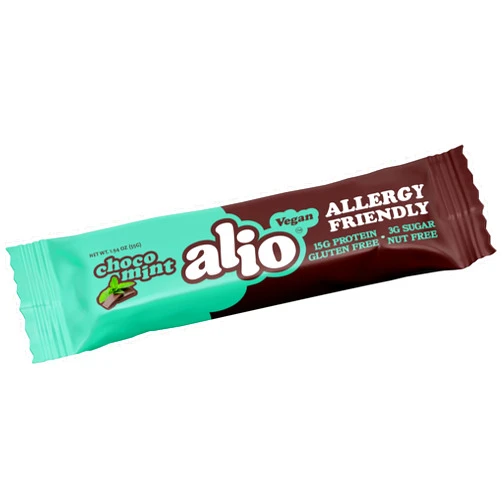 Live Alio Alio: Choco Mint - Top 9 Allergen Free Protein Bar | High Protein, Nut Free | Low Calorie | Vegan | Gluten Free | non-GMO | Kosher | Plant Based | Amazing Taste!