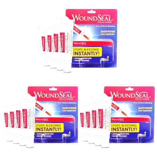 FIAHNG WoundSeal Powder 4 Each (Pack of 3) - Wound Care First Aid for Cuts, Scrapes and Abrasions - Stops Bleeding in Seconds Without Stitches or Bandages - Safe and Effective for People of All Ages and Pets