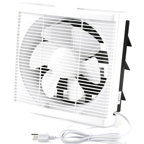 Nalle 10 Inch Window Reversible Exhaust Fan Through-wall installation Ventilation Fan Shutter Box Blower Ventilation Air Extractor for Bathroom Garage Greenhouse Panel size 13.5X13.5