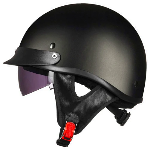 ILM Half Helmet Motorcycle Open Face Sun Visor Quick Release Buckle DOT Approved Cycling Motocross Suits Men Women Model-205V (L, Matt Black)
