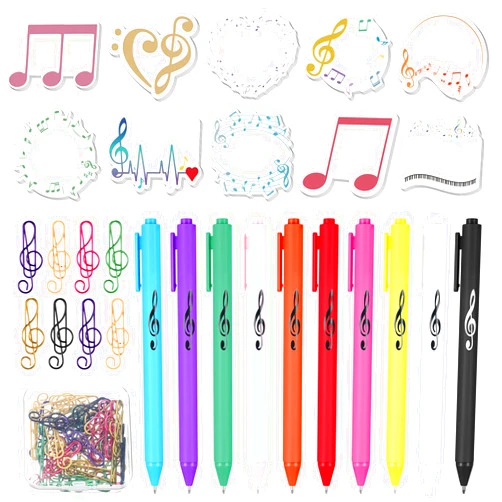 AmazingSpark 50 Pcs Music Notes Pens Music Themed Paperclips Musical Sticky Notes Gifts for Piano Students Marching Band Musicians Teachers Appreciation Gifts Kids Who Love Musical Party Favor