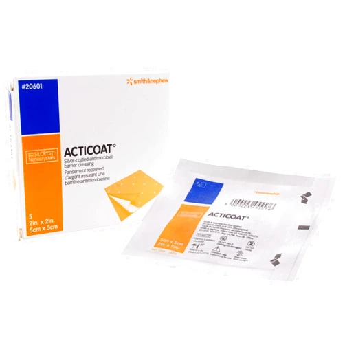 Smith & Nephew Acticoat 3 Day Burn Dressing with Silver Coated Antimicrobial Barrier, 2x2 Inches, 5 box