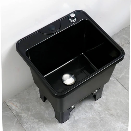 ENNEM Utility Floor Mop Sink With Deep Basin, Heavy Duty Slop Sinks Free Standing Wash Station, For Garden Garage Schools, Hospitals, Factories, Hotels, Property Companies ( Color : Black , Size : 40*36*41c