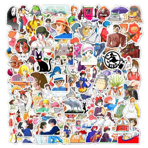 Shouqiuzhonglv 100 PCS Cute Anime Stickers, Kawaii Studio Stickers Waterproof Vinyl Stickers for Laptop Guitar Water Bottle Luggage Bike Fashion Decals for Kids Teen Girls Adults