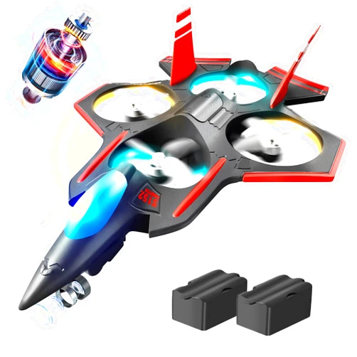 BEZGAR Brushless RC Plane with Camera | 2.4GHZ Remote Control Airplane, 6-axis Gyro Drones for Kids, RC Helicopter, 360°Flip Jet Fighter for Beginners with LED Navigation Lights and Two Batteries
