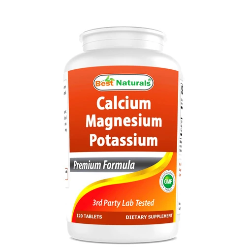 Best Naturals Calcium Magnesium Potassium - 120 Tablets - Non-GMO & Gluten Free