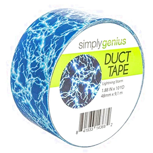 Simply Genius Pattern Duct Tape Heavy Duty - Craft Supplies for Kids & Adults - Colored Duct Tape - Single Roll 1.8 in x 10 Yards - Colorful Tape for DIY, Craft & Home Improvement (Lightning Storm)