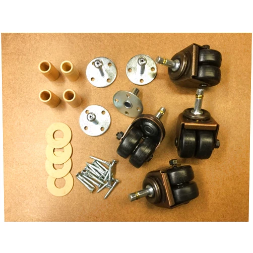KSB Double/Dual Rubber Wheel Caster Kit For Upright Pianos - 4 Casters +Hardware Set