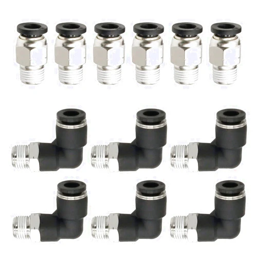 Hamineler 12 PCS Straight Push Release Connectors, Push to Connect Tube Fitting Tube Connect Fittings 1/8inch NPT Thread 1/4inch Tube OD