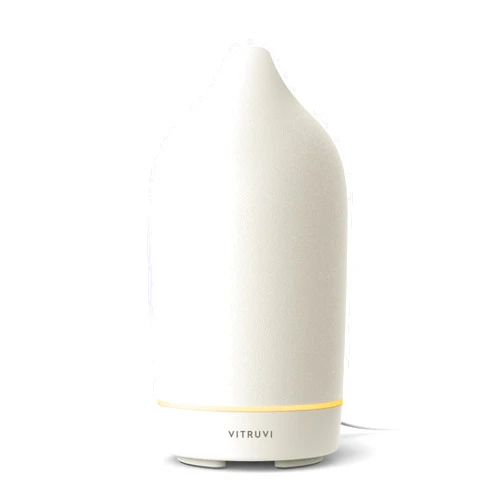 Vitruvi Stone Diffuser, Ceramic Ultrasonic Essential Oil Diffuser for Aromatherapy | Ceramic Diffuser, Diffusers for Home, Oil Diffuser, Housewarming Gift | White, 90ml Capacity