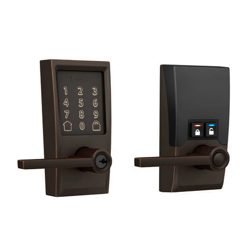 Schlage FE789WB CEN 716 LAT Encode WiFi Latitude Lever Smart Lock, Keyless Entry Touchscreen Door Lock with Century Trim, Aged Bronze