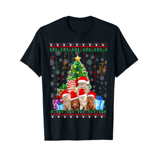 Cat Lover Christmas Gifts Cat Christmas Funny Ugly Women Men Merry Gift T-Shirt