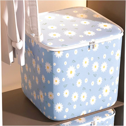 VEMMIO Clothes Storage Bag Wardrobe Sorting Storage Box Portable Storage Bag,Non-Woven Zipper Storage Bags Space, for Seasonal Storage Save Space (Blue 3XL 23.62x19.68x27.55 in)