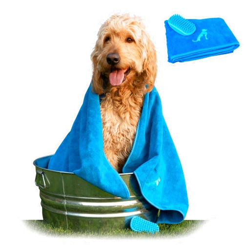 Bom Garoto BomGaroto Dog Grooming Kit with Absorbent Dog Towel and Dog Brush! Dog Grooming Brush also suitable Cat Brush, Rabbit Brush or Pet Hair Remover for Furniture. 50x30” Dog Bath Towel Microfiber Shammy
