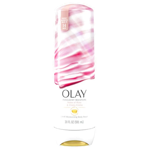 Olay Indulgent Moisture Body Wash for Women, Infused with Vitamin B3, 24hr Moisture, Notes of Rose and Cherry Creme Scent, 20 fl oz