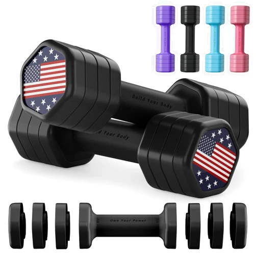 Zempox Adjustable Dumbbell Set of 2, 4 in 1 Hand Weights for Women at Home, 5 lb Weights Dumbbells set of 2, Each 2lb 3lb 4lb 5lb with TPU Soft Rubber Handle for Home Gym Exercise Training