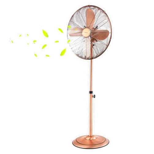 COSTWAY Metal Pedestal Fan, 16-inch Quiet High Velocity 75° Oscillating Standing Fan with Height Adjustable, 3 Wind Speed, 4 Blades, Widespread Floor Fan for Bedroom Home Office Shop, Copper
