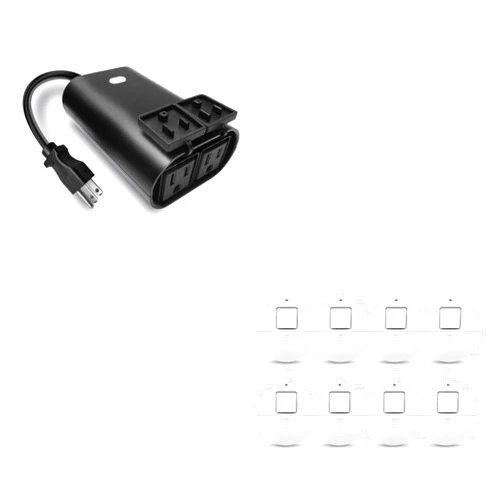 EVA LOGIK Z-Wave Dual Smart Outlet + Modern Ultra-Thin Window Alarm 8 Packs