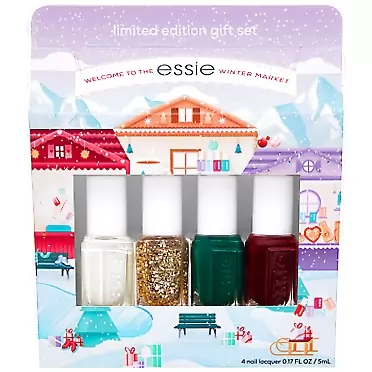 Essie new limited edition holiday 4 piece mini gift set, featuring nail color best sellers - off tropic, wicked, summit of style and blanc, best sellers, 1 kit