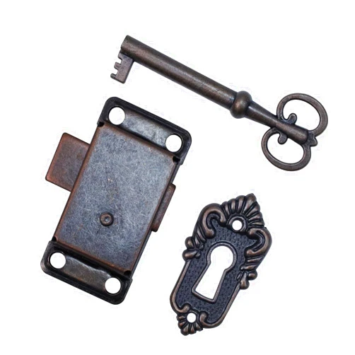 LC LICTOP Cabinet Cupboard Decorative Lock Case Box Lock with Key Replacement Antique Lock(1 Set)
