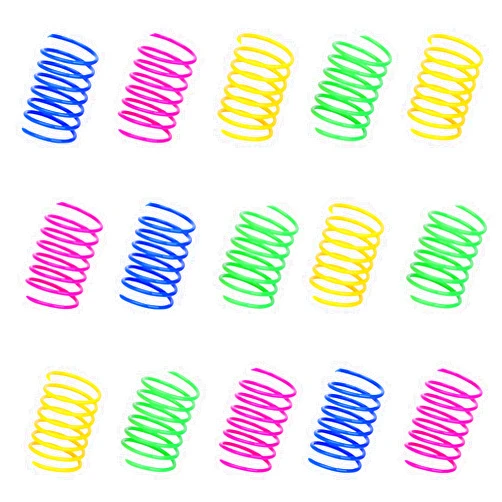 ISMARTEN 100 Pack Pet Wide Colorful Springs Cat Toys Plastic Coil Spiral Springs for Cat Kitten Pets (Random Color)