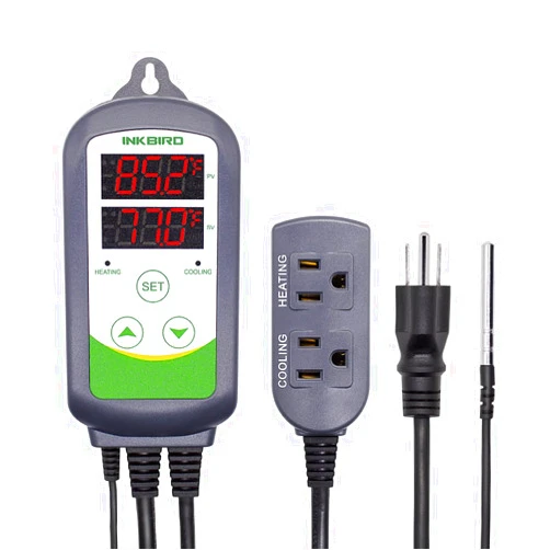 Inkbird ITC-308 Digital Temperature Controller 2-stage Outlet Thermostat Heating and Cooling Mode Carboy Homebrew Fermenter Greenhouse Terrarium 110V 10A.