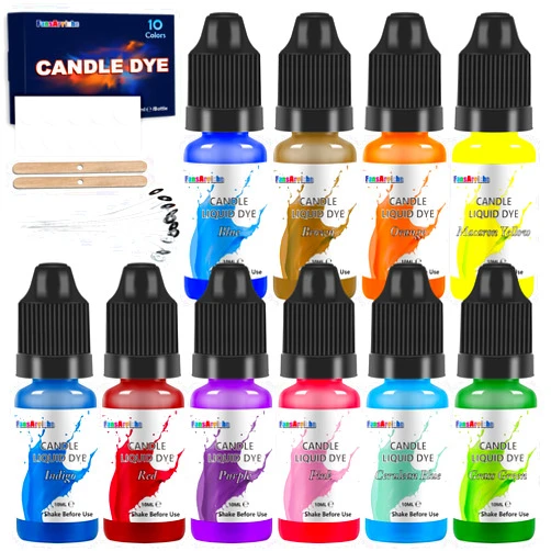 FansArriche Candle dye - 10 Colors Liquid Oil-Based dye for Candle Wax, Vivid Candle Color for DIY Candle Making, Highly Concentrate Natural Candle Color