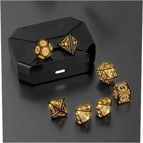 Generic Dungeons and Dragons (D&D) dice Set.Rechargeable Led dice Set D&D,LED dice Set Suitable for Dungeons and Dragons (D&D) Game,7-Piece LED,RGB polyhedral Role-Playing dice Set. (Snowflake Color)