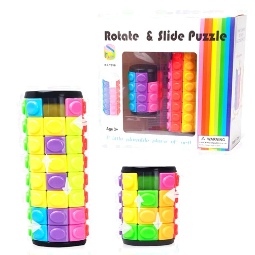 R.Y.TOYS Rotate and Slide Puzzle-Design Patent,Fidget Toys(Restore Order/Create Patterns) 8 Colors,4 and 8 Layers-Detach Piece for Quick Play,Brain Teaser,Sensory Toys Gifts,Stocking Stuffers