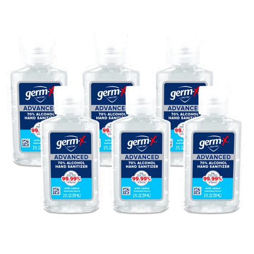 Germ-x Advanced Hand Sanitizer, Back to School Supplies College, Moisturizing Clear Gel, Instant and No Rinse Formula, Mini Travel Size for On-The-Go, 2 Fl Oz (Pack of 6)