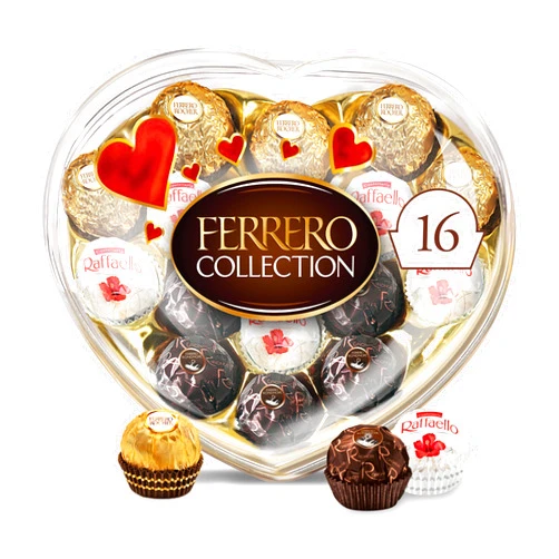Ferrero Collection, 16 Count, Assorted Hazelnut, Chocolate and Coconut, Valentine's Chocolate Heart Gift Box, 6.2 oz