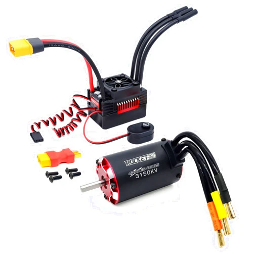 Surpass Hobby USA Rocket-RC V2 Supersonic 3665 brushless Motor 2200KV 5mm Shaft RC Car Motor with 90A ESC Combo Kit (90A ESC, 3665M 2200KV)