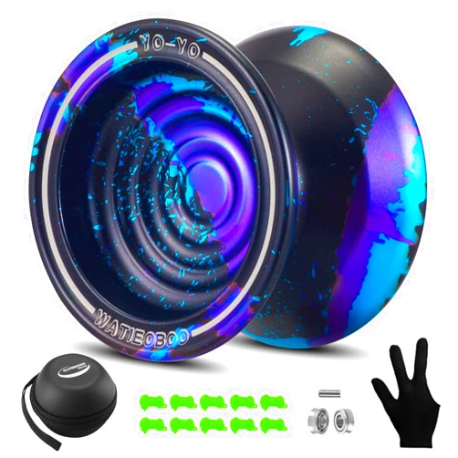WATIEOBOO Unresponsive Metal Yoyo Professional, Replacement Responsive Ball Bearing Yoyo for Kids Beginners, Professional Trick Yoyo for Adults with Bag, Glove and 10 Yoyo Strings