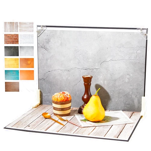 BEIYANG Photo Backdrop Boards Product Photography, 6PCS 12Patterns Doubled Sided Food Backdrop Kit(16x11.5 Inch), Flat Lay Props for Small Product, Food, Jewelry, Cosmetics
