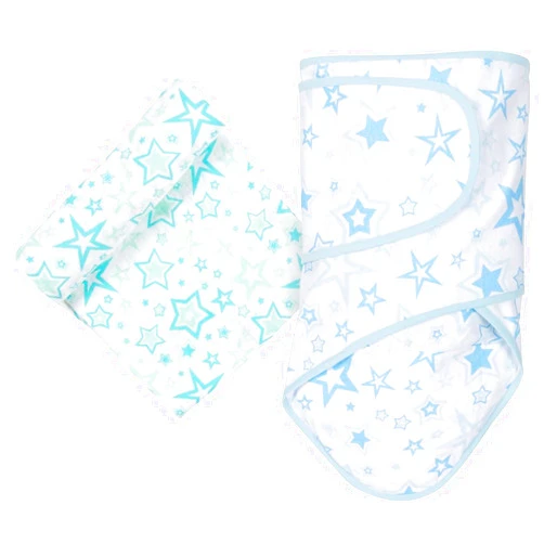 Miracle Blanket & Matching Muslin Swaddle Set (Aqua Stars)