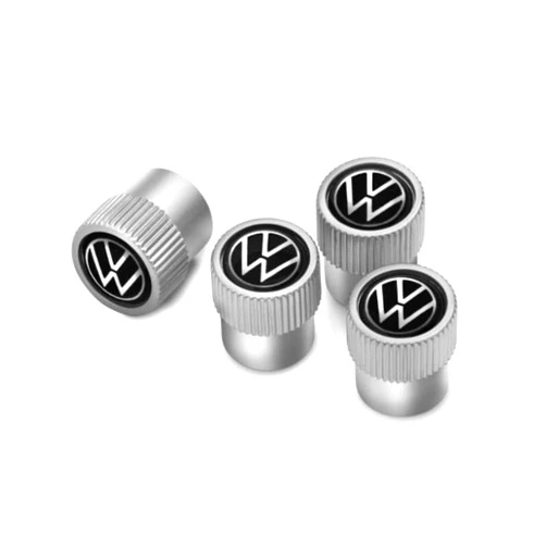 Volkswagen Black Logo Chrome Tire Stem Valve Caps