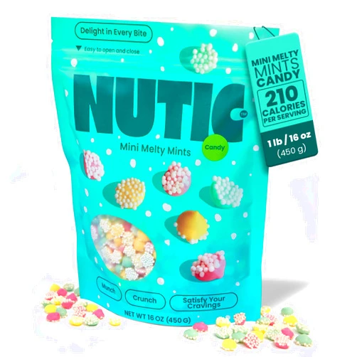 Nutic Mini Smooth and Melty Mints Nonpareils Candy - 1LB, Petite Pastel Mint Delights for Holidays & Birthdays, Dutch Mints, Chocolate Mint Treats - Made in the USA - (Pack of 1)