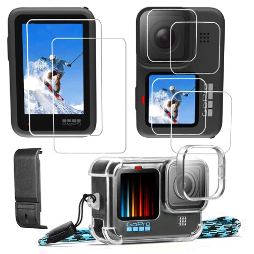 AMagisn Clear Crystal PVC Protective Case Bag Screen Protector for GoPro HERO11 HERO10 HERO9 Black HERO 11 10 9 Black Case with Strap Replacement Side Door