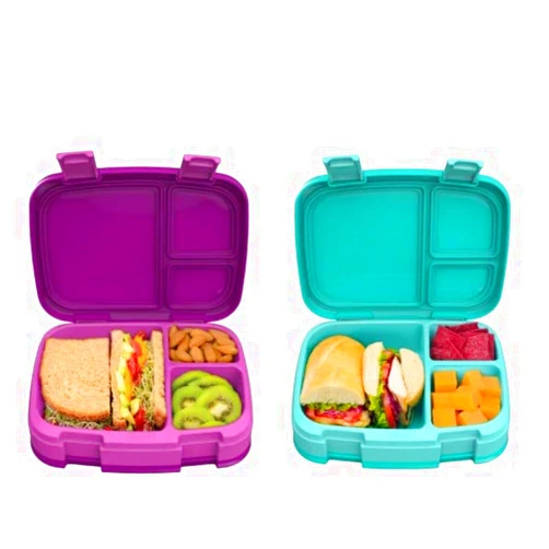 Bentgo Fresh - New & Improved Leak-Proof, Versatile 4-Compartment Bento-Style Lunch Box - 2 Pack (Purple/Green)