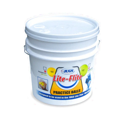 Jugs Lite-Flite Baseballs with Bucket Optic Yellow, 9-inch