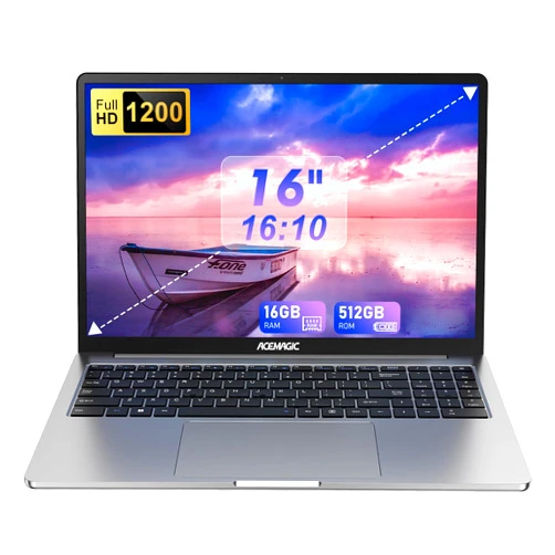 ACEMAGIC 16 inch Laptop Computer,Powered by N95 Processor,16GB DDR4 RAM 512GB SSD,FHD 1920 * 1200P,WiFi,BT5.0,Type_C,38Wh Battery,Traditional Laptop for Everday Needs.