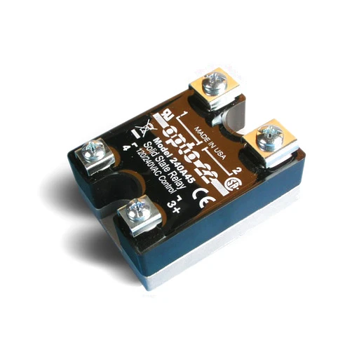 Opto 22 240A45 AC Control Solid State Relay, 240 VAC, 45 Amp, 4000 V Optical Isolation, 1/2 Cycle Maximum Turn-On/Off Time, 25 - 65 Hz Operating Frequency