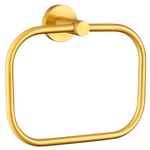 Angle Simple Square Towel Ring Brushed Gold, Angle Simple SUS304 Stainless Steel Swivel Hand Towel Holder, Bathroom Shower Face Towel Hanger, Wall Mount