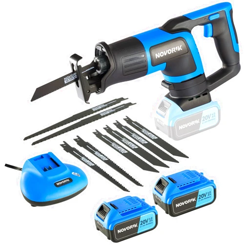 Novorik Cordless Reciprocating Saw 20V, 2 x 4.0Ah Battery 3000 SPM Brushless Reciprocating Stroke Saw Reciprocating & 8 Saw Blades for Wood Metal PVC Cutting